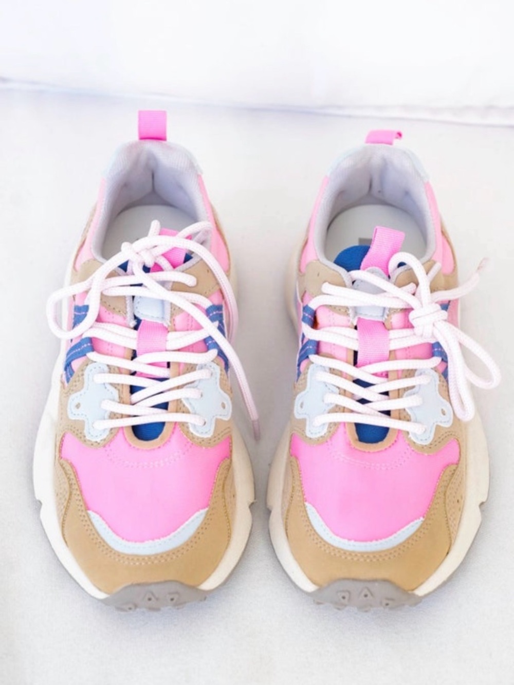 MIA Chunky Pink & Tan Sneakers - Colorblock Athletic Shoes